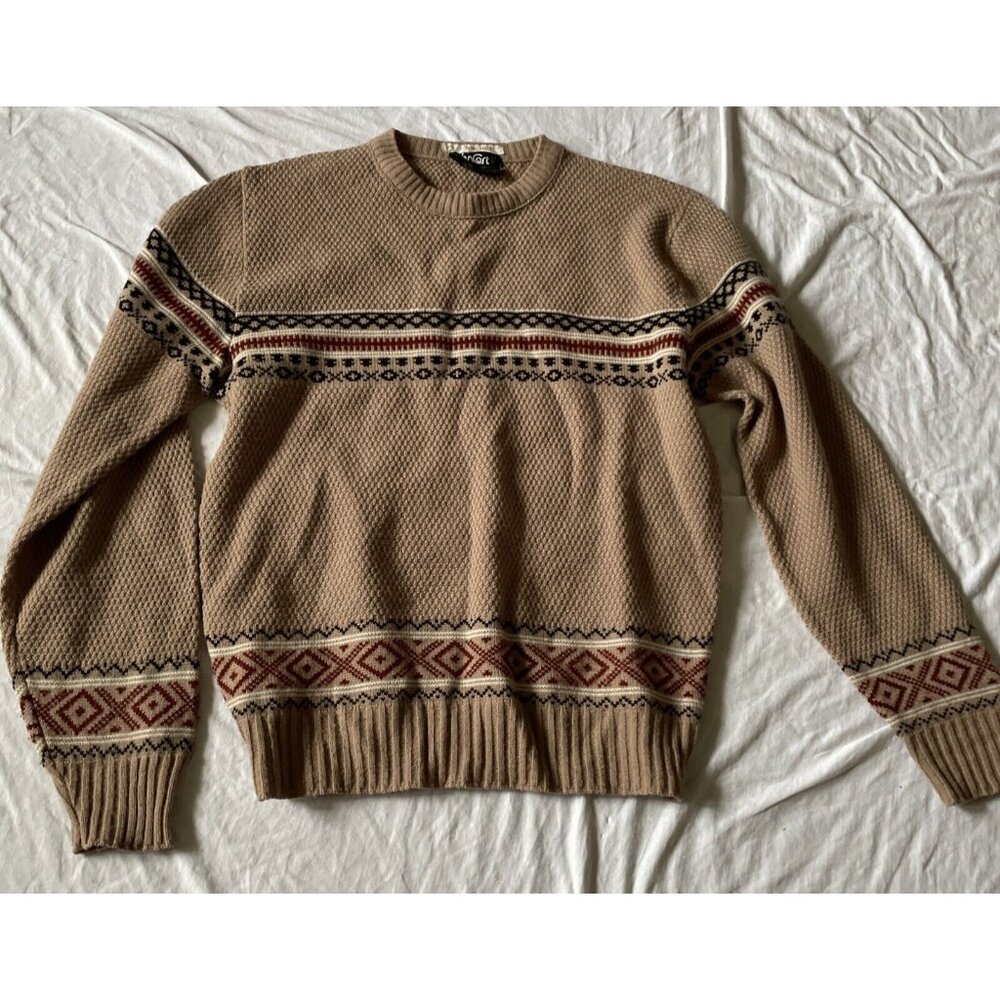 Vintage Van Cort Mens Knitted Sweater L Pull Over Classic Grandpcore